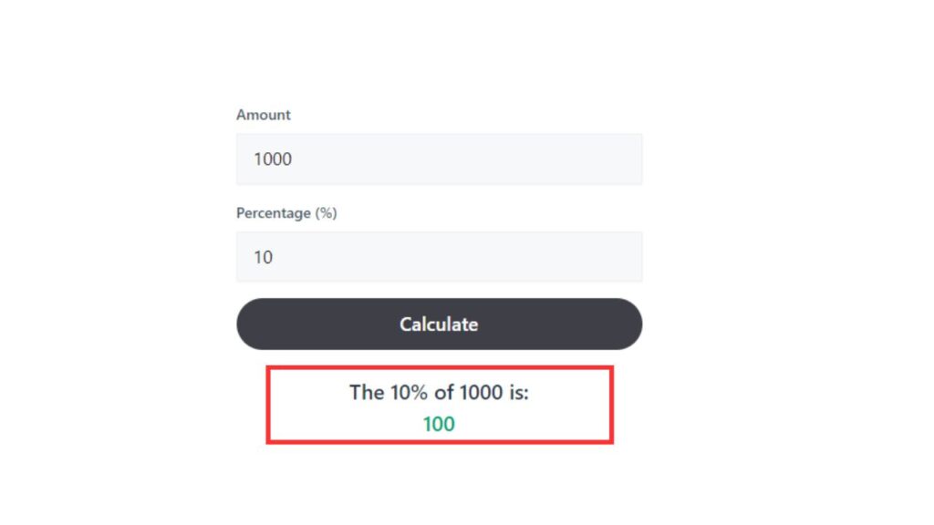 fourth step of using percentage of calculator