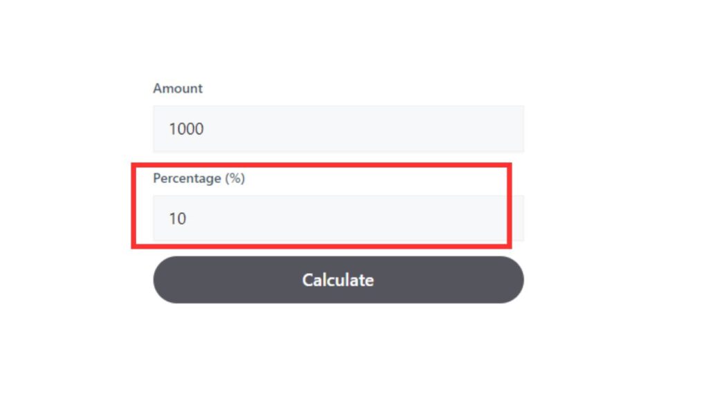 second step of using percentage of calculator